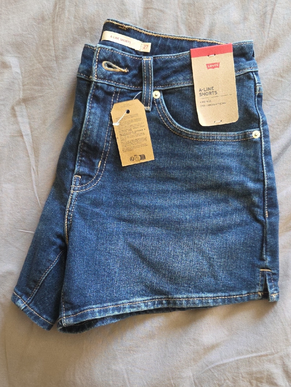 Levi's Dark Blue Denim A-Line Shorts 27